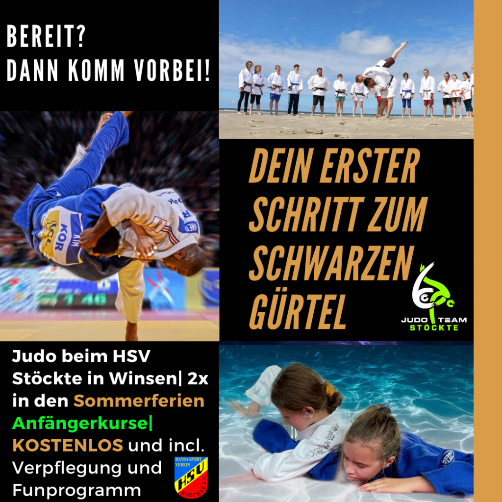 Dein erster Schritt zum schwarzen Gürtel im Judo. 2x in den Sommerferien findet beim HSV Stöckte in Winsen Luhe das Ferienprogramm statt. 